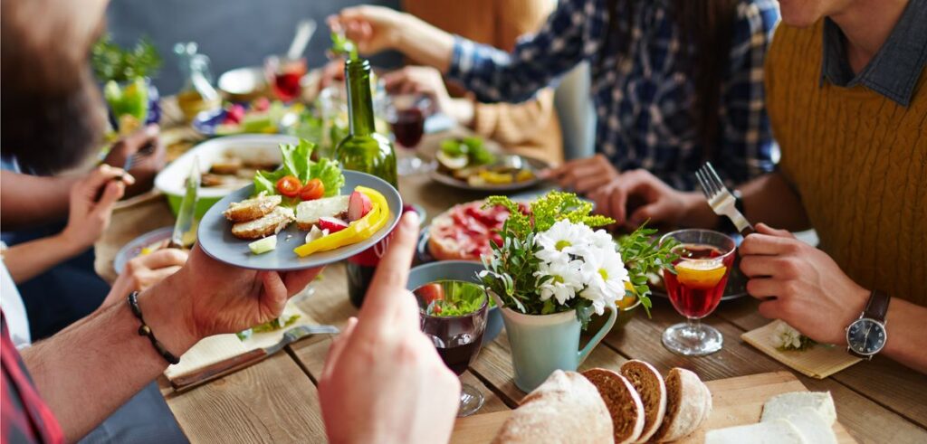 gathering to share a healthy meal